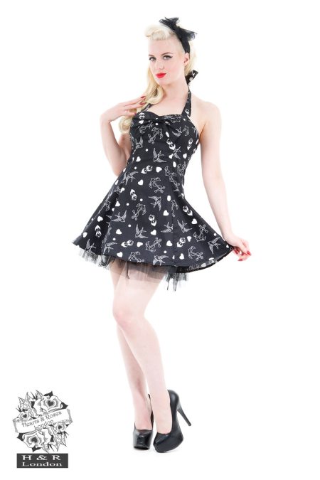Black White Tattoo Print Dress