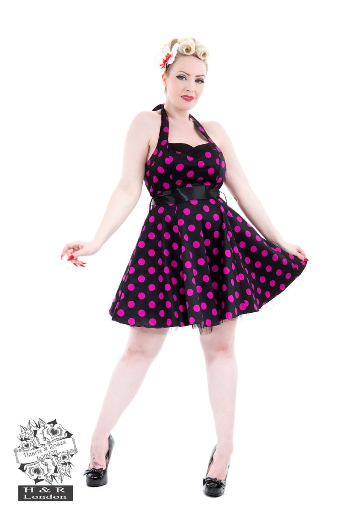 Black Purple Polka dots Minidress