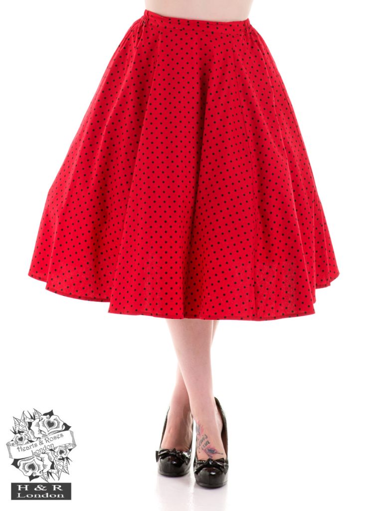 Red Black Small Dot Skirt