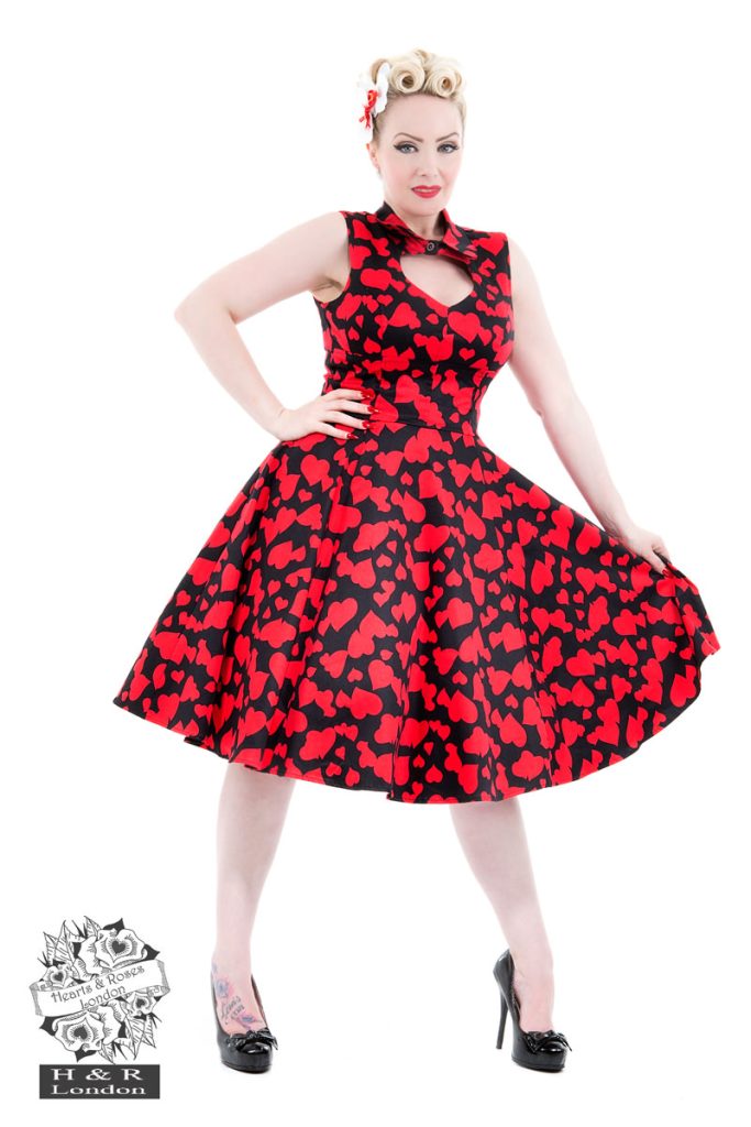 Black Red Loveheart Long Dress