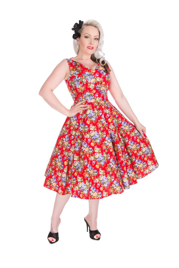 Red Floral Rockabilly Dress