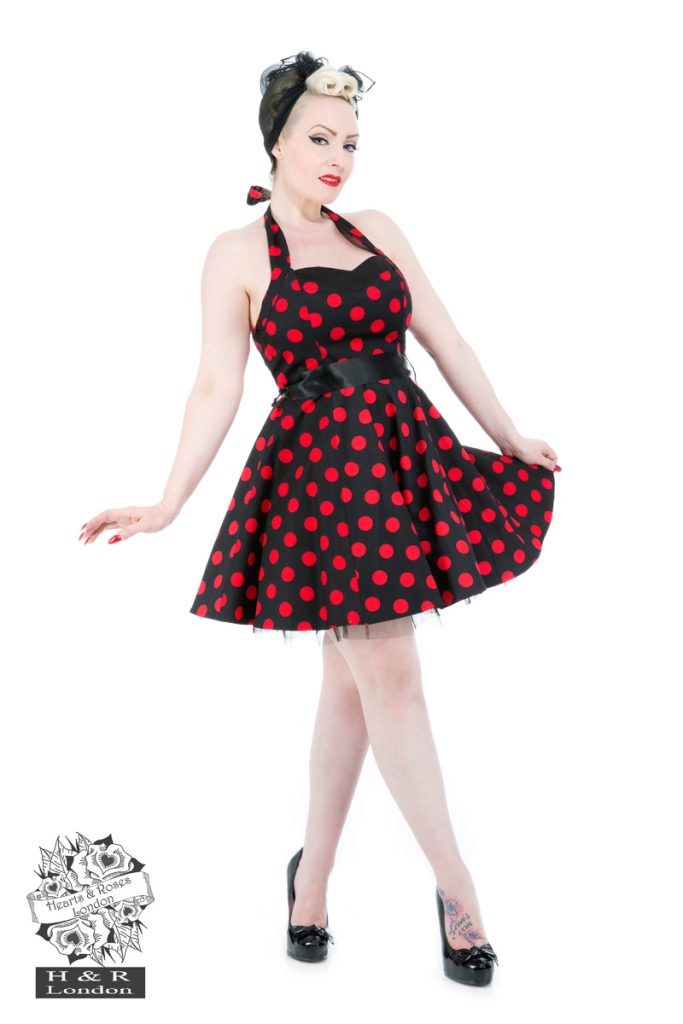 Black Red Polka dots Minidress