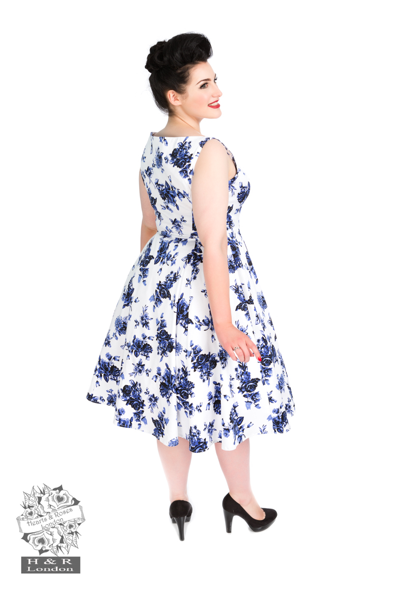 Blue Rosaceae Swing Dress