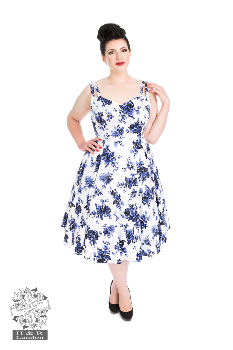 Blue Rosaceae Swing Dress