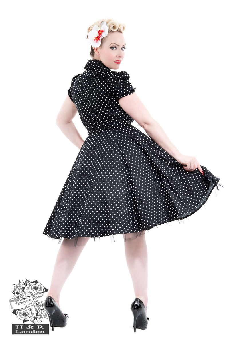 Black White Small Polka Dot Tea Dress