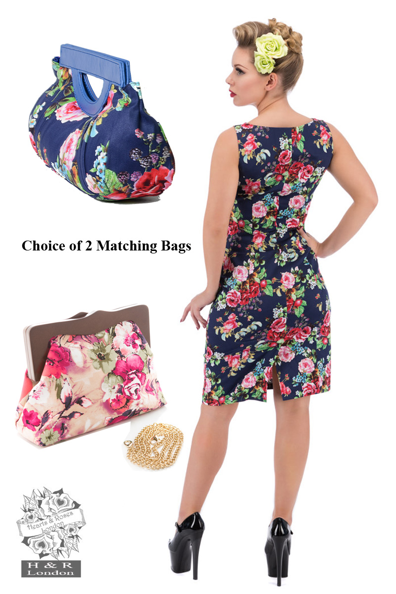 Navy Floral Clutch