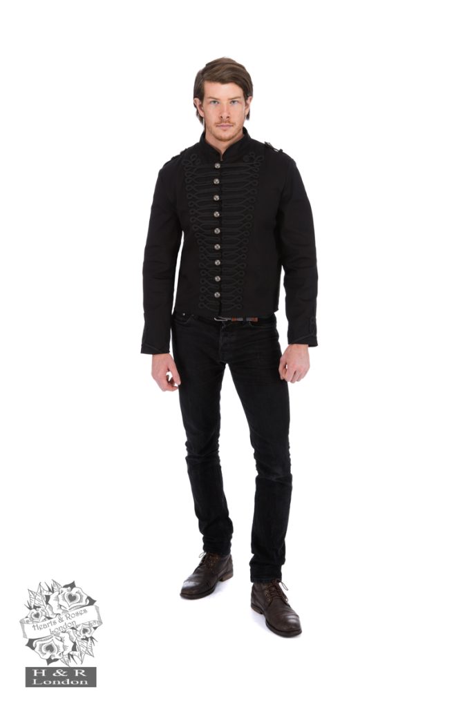 Mens Black Military Cyber Rave Jacket
