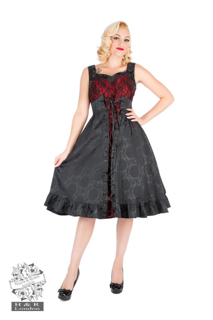 Black Brocade Mia Gothic Dress