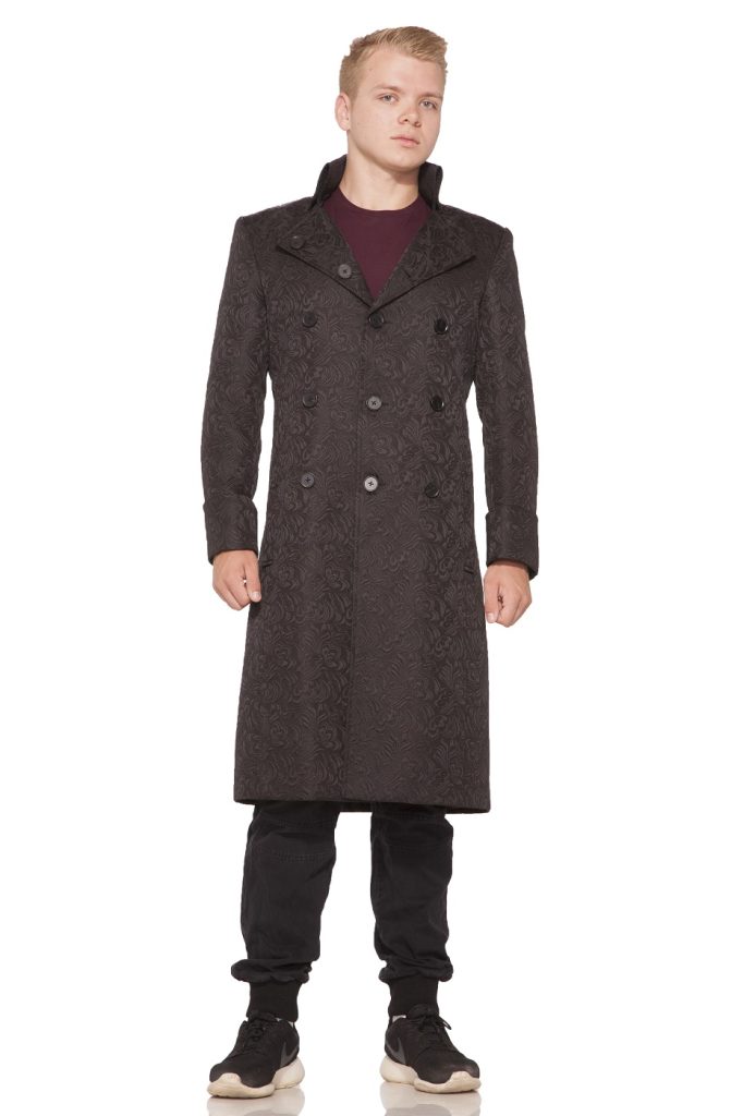 Black Brocade Mens Versailles Coat
