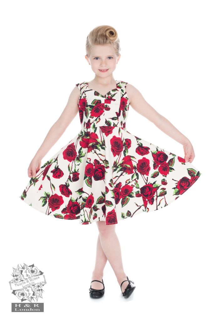 50s Ditsy Rose Floral Summer Dress KIDS