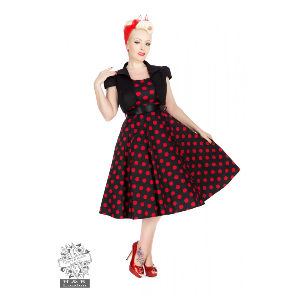Vivian Black White Small Polka Dot Swing Dress & Bolero