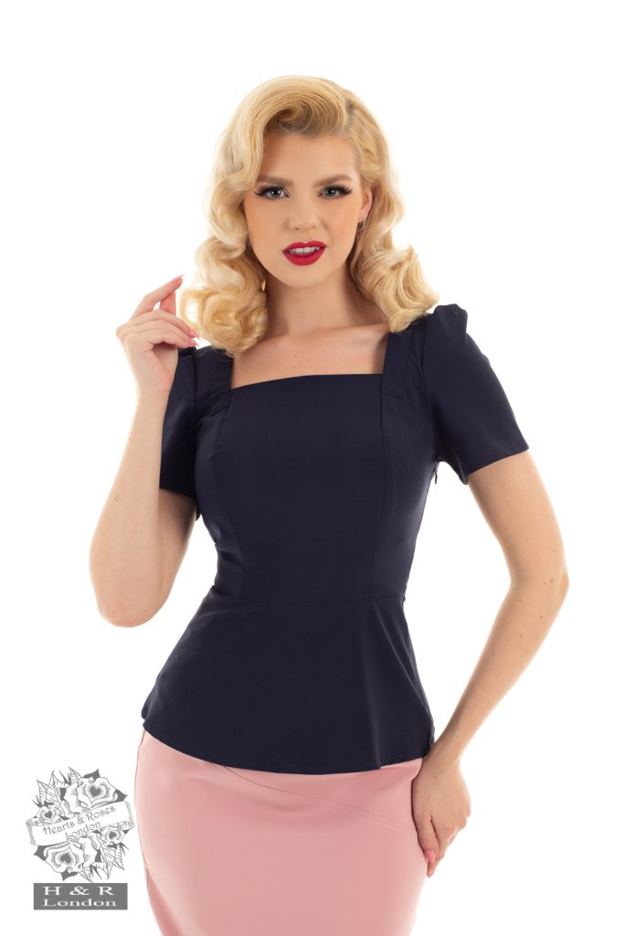 Mary Tropical Skirt & Navy Beatrice Top (set)