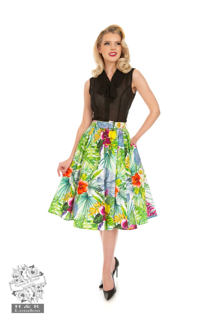 Mary Tropical Skirt & Navy Beatrice Top (set)